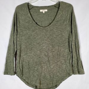 MADEWELL ARMY GREEN LONG SLEEVE SCOOP NECK T-SHIRT